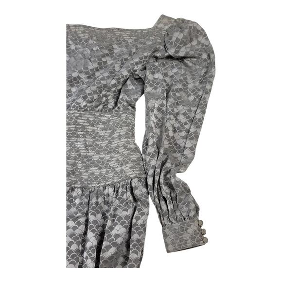 Saks‎ 5th Ave Vintage Adelel Simpson Gray Long Sleeve Zip Back Dress  Size 10 - Picture 2 of 16